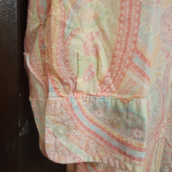 Women's Ralph Lauren Pink Paisley Sleep Shirt Size Tunic Large Front Button EUC - Picture 5 of 10